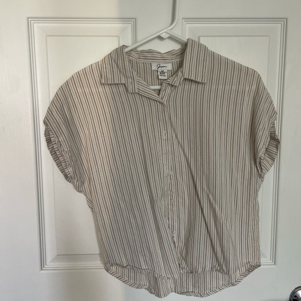 Creamy, flowy striped button up